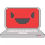 رمز الكمبيوتر المحمول مع ابتسامة على الشاشة
