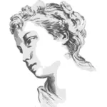 Dibujo vectorial de chica pensativa con sombra lápiz