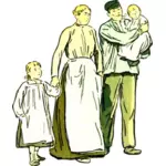 Vector afbeelding van geel, blauw, groen en rood lege familie teken