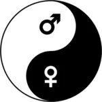 Female and male symbols and Yin Yang