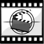 Clapperboard on filmstrip vector image