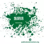 잉크에 사우디아라비아의 국기 모양 뿌려