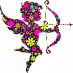 Цветочным Амур векторное изображение