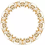 Vector drawing of flourish gold colored round frame