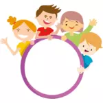 Four kids and circle