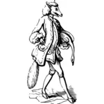 Vektorový obrázek Lady fox, přepravující husu pod paží