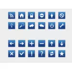Vektor illustration av urval av blå dator ikoner,
