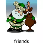 Vectorafbeeldingen van Santa Claus en Rendier als vrienden