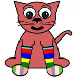 Cartoon cat in rainbow socks vector illustration