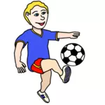 Мальчик играет футбол векторное изображение