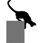 Vector image of silhouette of cat coming down
