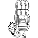 Backpacker w czerni i bieli wektor clipart