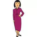 Vrouw in een paarse jurk-vectorafbeeldingen