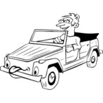 Vector image of a boy driving funny car