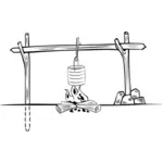 Wooden camp cooking crane vector drawing
