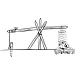 Camp cooking crane vector illustration