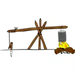 Camp cooking crane vector drawing