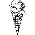 Vector illustration of three ice cream scoops in a cone