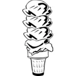 Vector image of four ice cream scoops in a half-cone