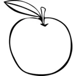 Apple vector image with a leaf