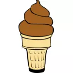 巧克力冰淇淋圆锥矢量图像中