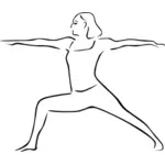 Vector drawing of warrior II yoga pose