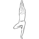Vector tekening van vrksasana yoga pose