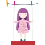 Girl Swinging On Clothesline