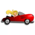 时髦女孩驾驶小轿车矢量图像