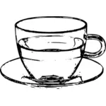 Glass cup with saucer vector graphics