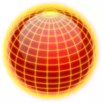 Vector drawing of orange and yellow wired globe