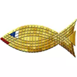 Vektor Klipart mozaika zlatá rybka