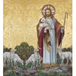 Jezus jako dobrym pasterzem wektor clipart
