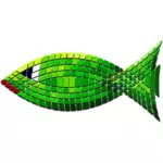 Vektor klip seni keramik hijau ikan