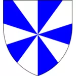 Crest med blå og hvite felt