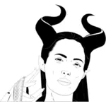 Vector drawing of woman with sharp horn hairstyle