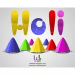 3D Holi colored text with bubbles vector drawing