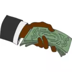 Immagine di vettore di soldi di offerta della mano