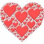 Векторная иллюстрация красного сердца, из многих маленьких сердечек