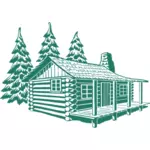 山の木製キャビン家のベクトル画像