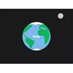 Hello globe vector drawing