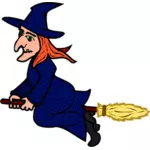 Coloured line art vector image of witch
