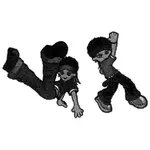 היפ הופ ילדים רוקדים בתמונה וקטורית
