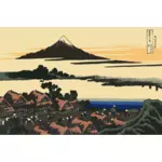 甲斐の石和 Koshiu 夜明けのベクトル画像