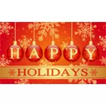 Vector clip art of red design Happy Holidays card