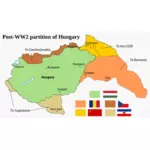Karte des Königreichs Ungarn nach dem zweiten Weltkrieg-Vektor-illustration