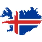 Island kart med flagg over det vektor bilde