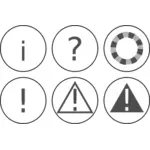 Gráficos vectoriales de conjunto de iconos de notificación de advertencia