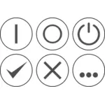 Vektor illustration av monokroma urval av power ikoner