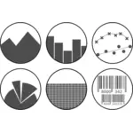 Imagem vetorial de conjunto de ícones de planilha em tons de cinza